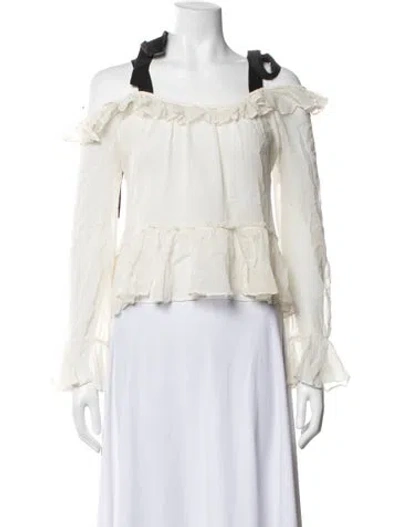 Pre-owned Cinq À Sept Silk Off-the-shoulder Blouse In White