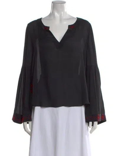 Pre-owned Cinq À Sept Silk Printed Blouse In Black