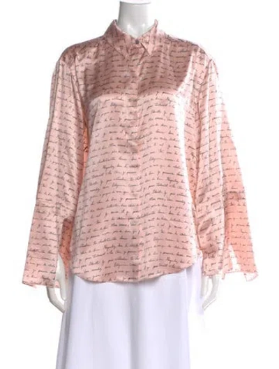 Pre-owned Cinq À Sept Silk Printed Blouse In Pink