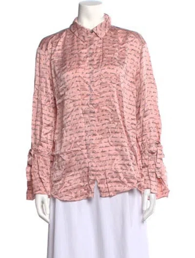 Pre-owned Cinq À Sept Silk Printed Blouse In Pink