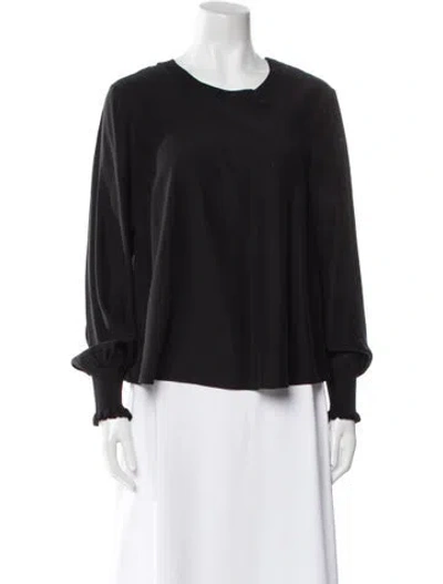 Pre-owned Cinq À Sept Silk Scoop Neck Blouse W/ Tags In Black