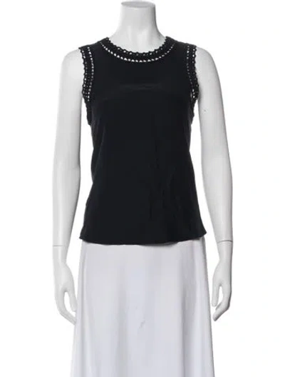 Pre-owned Cinq À Sept Silk Scoop Neck Top In Black