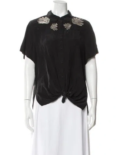 Pre-owned Cinq À Sept Silk Short Sleeve Blouse In Multi