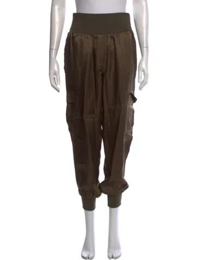 Pre-owned Cinq À Sept Silk Skinny Leg Pants In Green