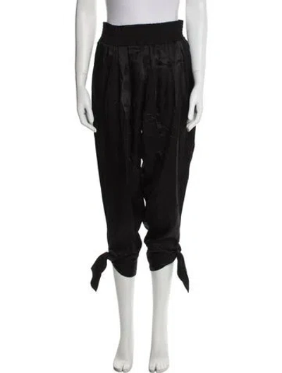 Pre-owned Cinq À Sept Silk Straight Leg Pants In Black