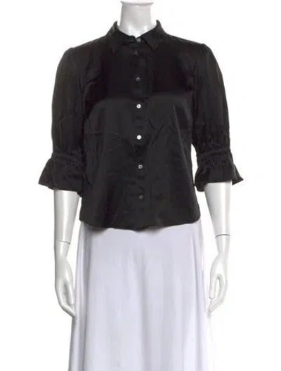 Pre-owned Cinq À Sept Silk Three-quarter Sleeve Blouse In Black