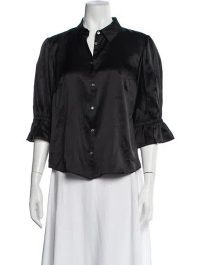 Pre-owned Cinq À Sept Silk Three-quarter Sleeve Blouse In Black