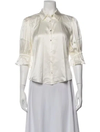 Pre-owned Cinq À Sept Silk Three-quarter Sleeve Blouse In Neutrals