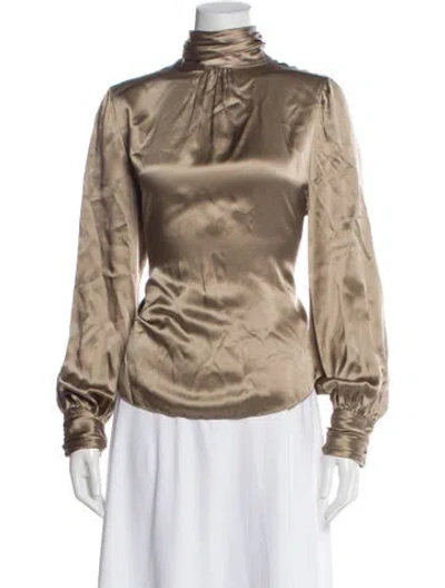 Pre-owned Cinq À Sept Silk Turtleneck Blouse In Neutral