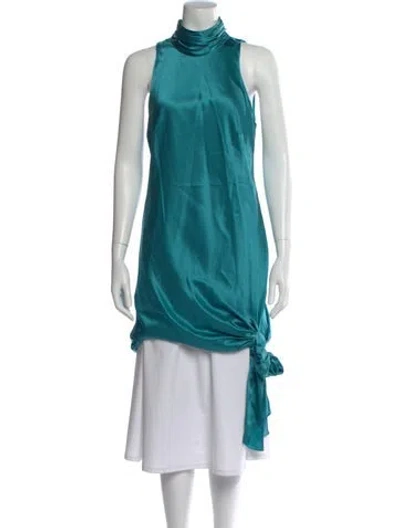 Pre-owned Cinq À Sept Silk Turtleneck Sweater W/ Tags In Green