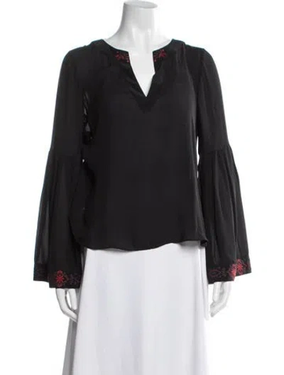 Pre-owned Cinq À Sept Silk V-neck Blouse In Multi