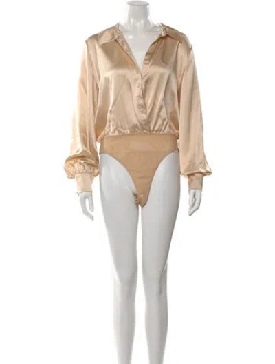 Pre-owned Cinq À Sept Silk V-neck Blouse In Neutral