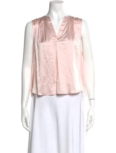 Pre-owned Cinq À Sept Silk V-neck Blouse In Pink