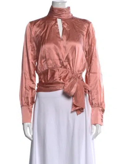 Pre-owned Cinq À Sept Silk V-neck Blouse W/ Tags In Pink