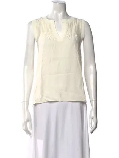 Pre-owned Cinq À Sept Silk V-neck Blouse W/ Tags In White
