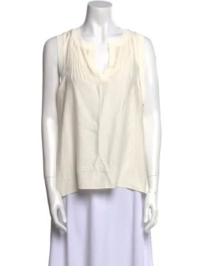 Pre-owned Cinq À Sept Silk V-neck Blouse In White