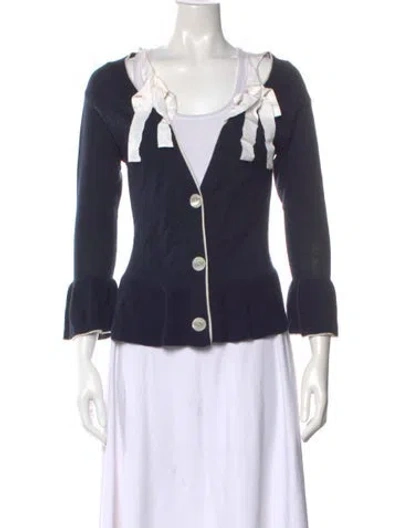 Pre-owned Cinq À Sept Silk V-neck Sweater In Blue