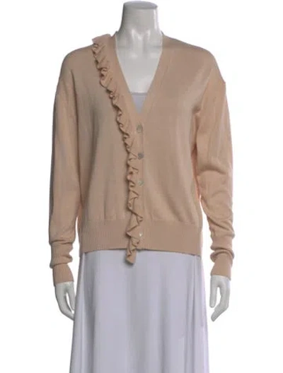 Pre-owned Cinq À Sept Silk V-neck Sweater In Neutral