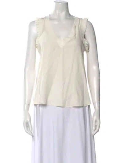 Pre-owned Cinq À Sept Silk V-neck Top In Neutral