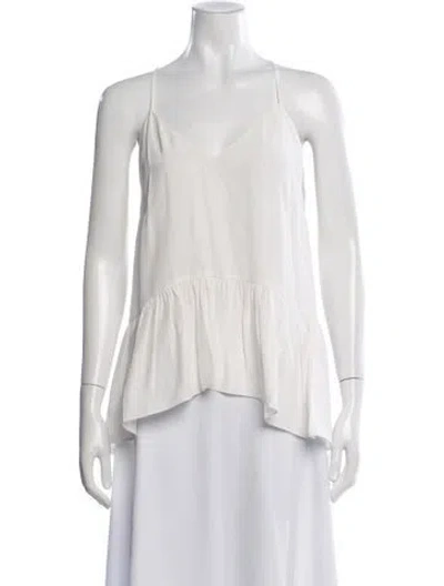 Pre-owned Cinq À Sept Silk V-neck Top W/ Tags In White