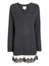 Cinq À Sept Simona Lace-trim Dress In Gray
