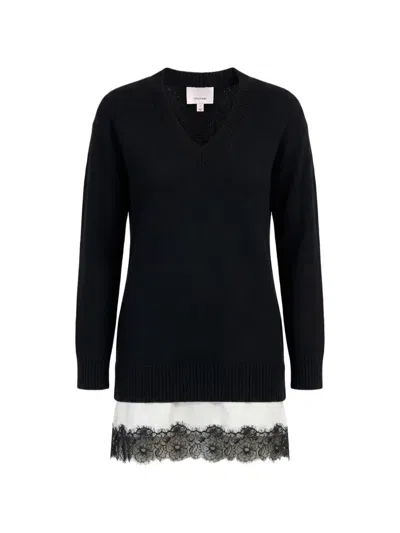 Cinq À Sept Simona Lace-trim Mini Dress In Black