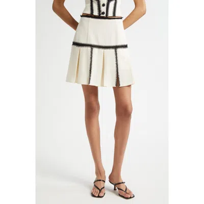 Cinq À Sept Sinclaire Crochet Pleated Skirt In White