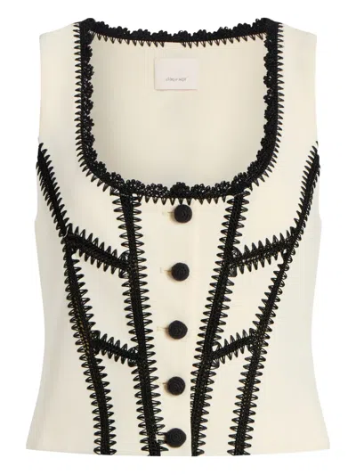 CINQ À SEPT SINCLAIRE CROCHET-TRIMMED TOP