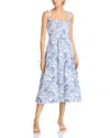Cinq À Sept Floral Print A-line Dress In White/dark Cerulean