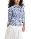 Cinq À Sept Cinq A Sept Sketchbook Floral Scrunched Canyon Jacket In White/dark Cerulean