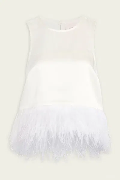 Cinq À Sept Smooth Satin Charisse Top In Ivory