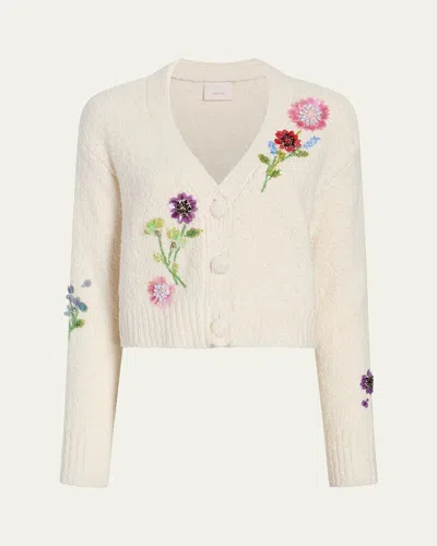 Cinq À Sept Solene Floral Embellished Cardigan In Ivory Multi