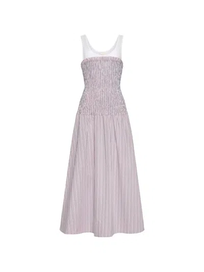Cinq À Sept Sophie Stripe Maggie Sleeveless Dress In Purple