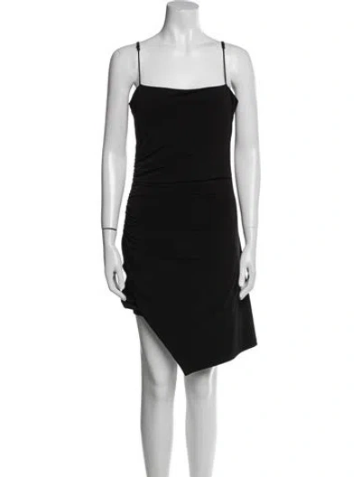 Pre-owned Cinq À Sept Square Neckline Knee-length Dress In Black
