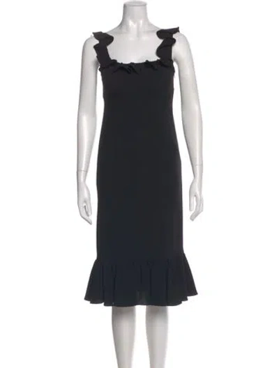 Pre-owned Cinq À Sept Square Neckline Knee-length Dress In Black