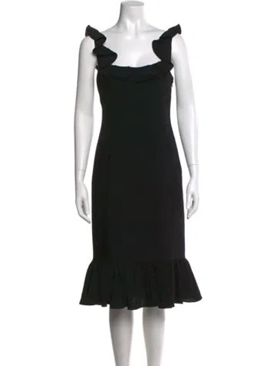 Pre-owned Cinq À Sept Square Neckline Knee-length Dress In Black
