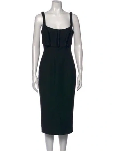 Pre-owned Cinq À Sept Square Neckline Knee-length Dress In Black