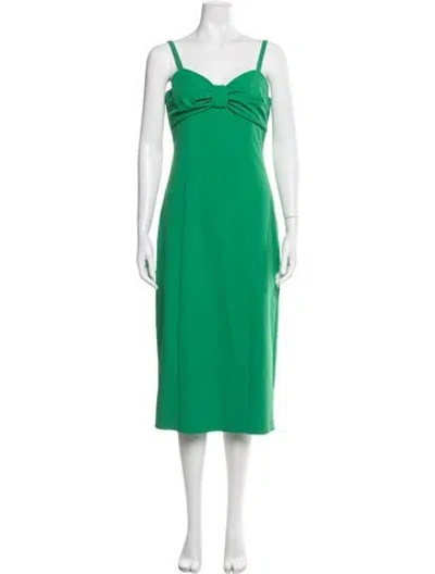 Pre-owned Cinq À Sept Square Neckline Knee-length Dress In Green