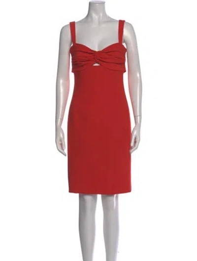 Pre-owned Cinq À Sept Square Neckline Knee-length Dress In Orange