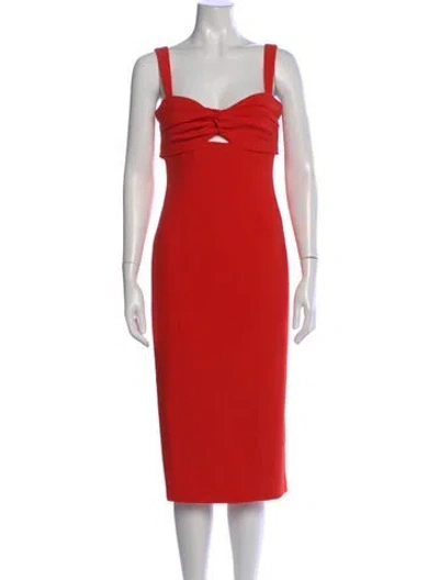 Pre-owned Cinq À Sept Square Neckline Knee-length Dress In Red