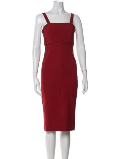Pre-owned Cinq À Sept Square Neckline Knee-length Dress In Red