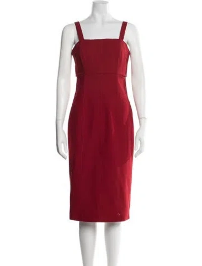 Pre-owned Cinq À Sept Square Neckline Knee-length Dress In Red