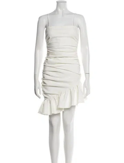 Pre-owned Cinq À Sept Square Neckline Knee-length Dress In White