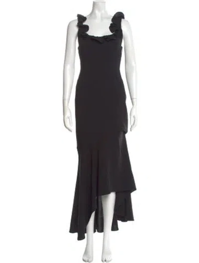 Pre-owned Cinq À Sept Square Neckline Long Dress In Black