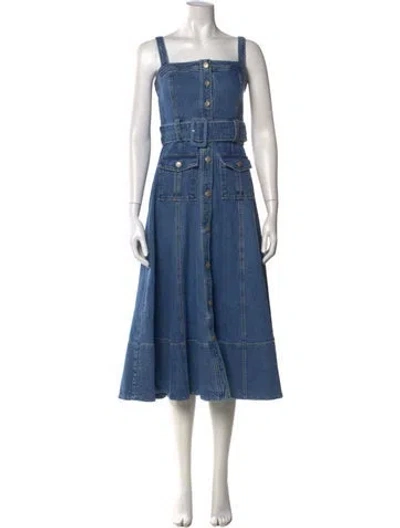 Pre-owned Cinq À Sept Square Neckline Long Dress In Blue
