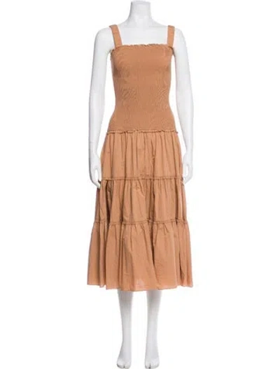 Pre-owned Cinq À Sept Square Neckline Long Dress In Neutral