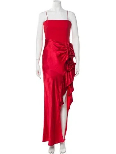 Pre-owned Cinq À Sept Square Neckline Long Dress In Red
