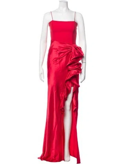 Pre-owned Cinq À Sept Square Neckline Long Dress In Red