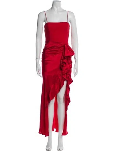 Pre-owned Cinq À Sept Square Neckline Long Dress In Red