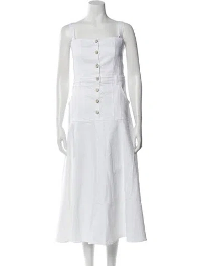 Pre-owned Cinq À Sept Square Neckline Long Dress W/ Tags In White